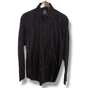 Haupt Ecologic Black Spread Collar 2 Ply Cotton Dress Shirt Sz L 16.5